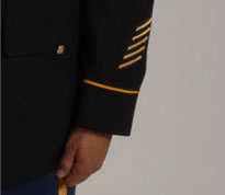 ASU service stripes, each stripe representing 3 years of military service