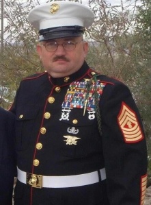 Note the Navy Seal badge and EOD badge on this wannabee pretending to be a decorated Marine
